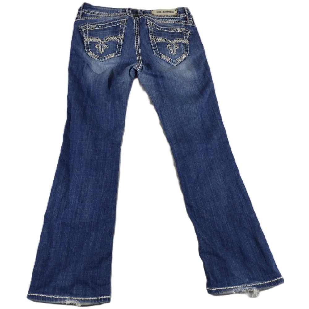 Rock Revival Amy Easy Bootcut Jeans Women 29 Blue Denim Flap Pocket Stretch Y2K